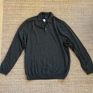 Dark green Brooks Brothers merino wool 3 button collared cardigan